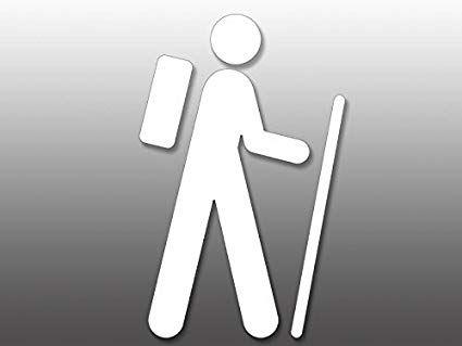 Hiker Logo - WHITE VINYL Hiker Logo Sticker walking stick hike