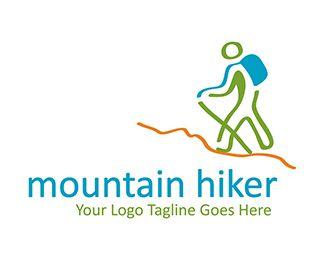 Hiker Logo - mountain hiker Designed