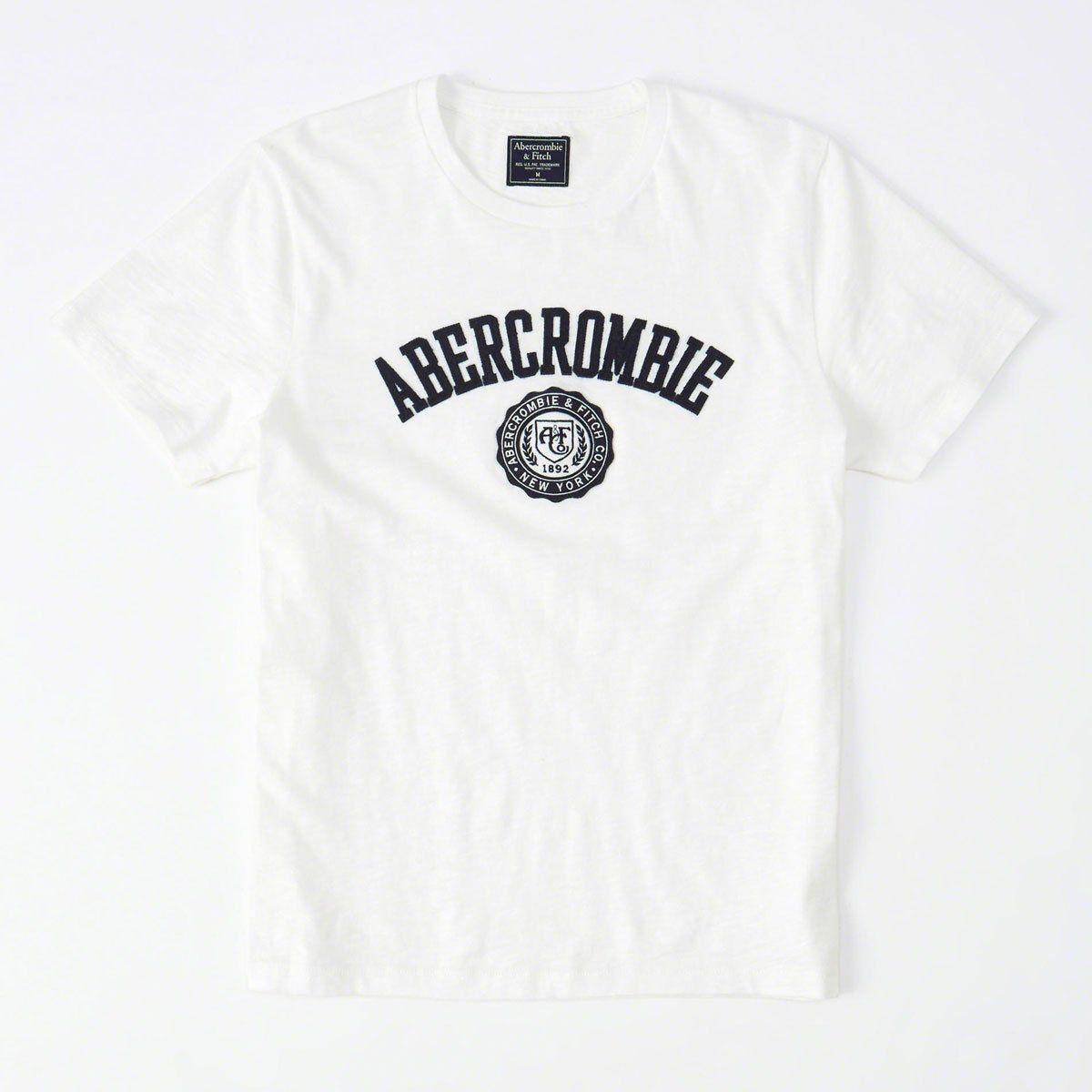 Abrecrombie Logo - Abercrombie & Fitch Heritage Applique Logo Graphic Tee White