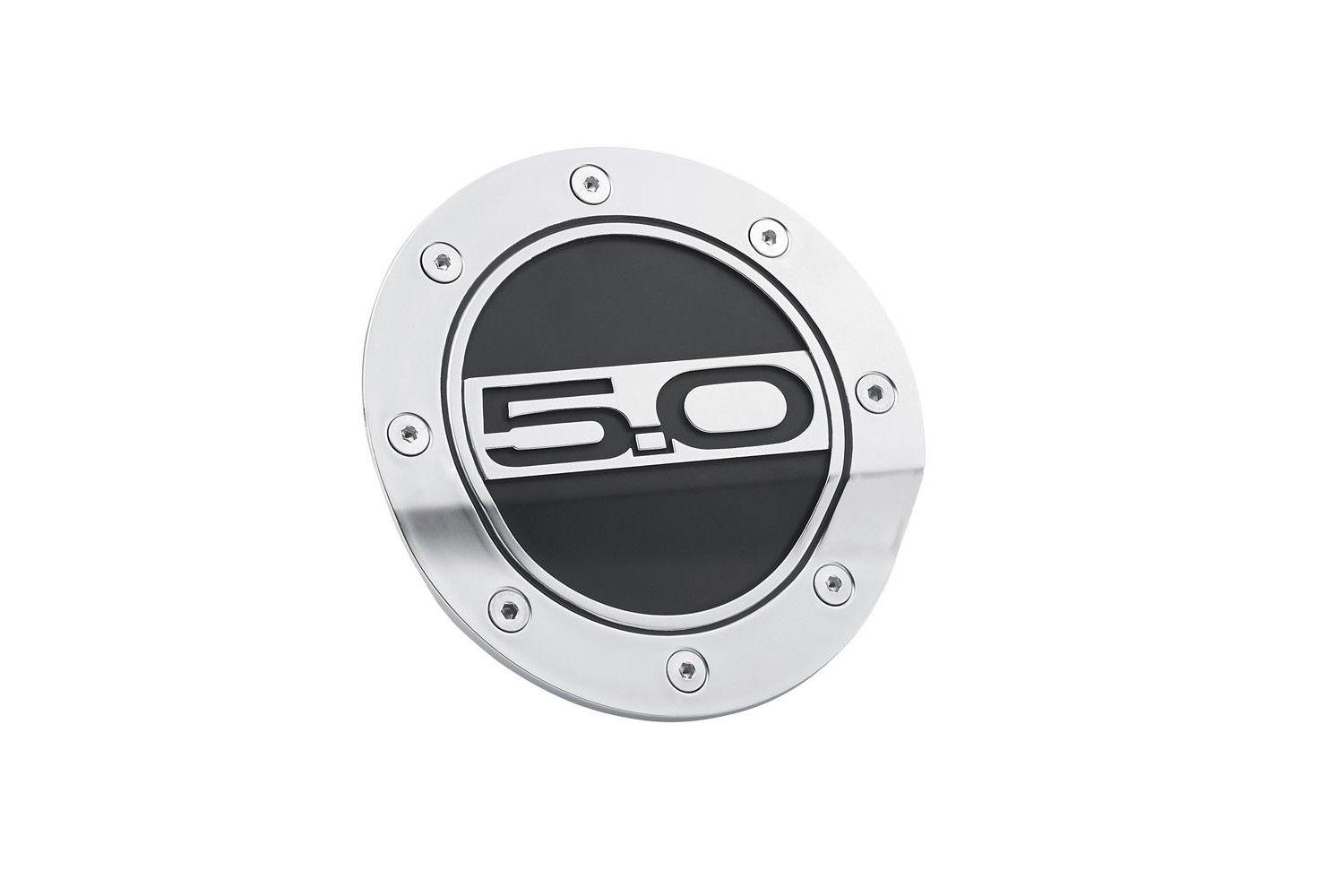 5.0 Logo - Scott Drake Mustang Fuel Door Comp Series Silver w/ Matte Black Accents And  5.0 Logo (15-17)