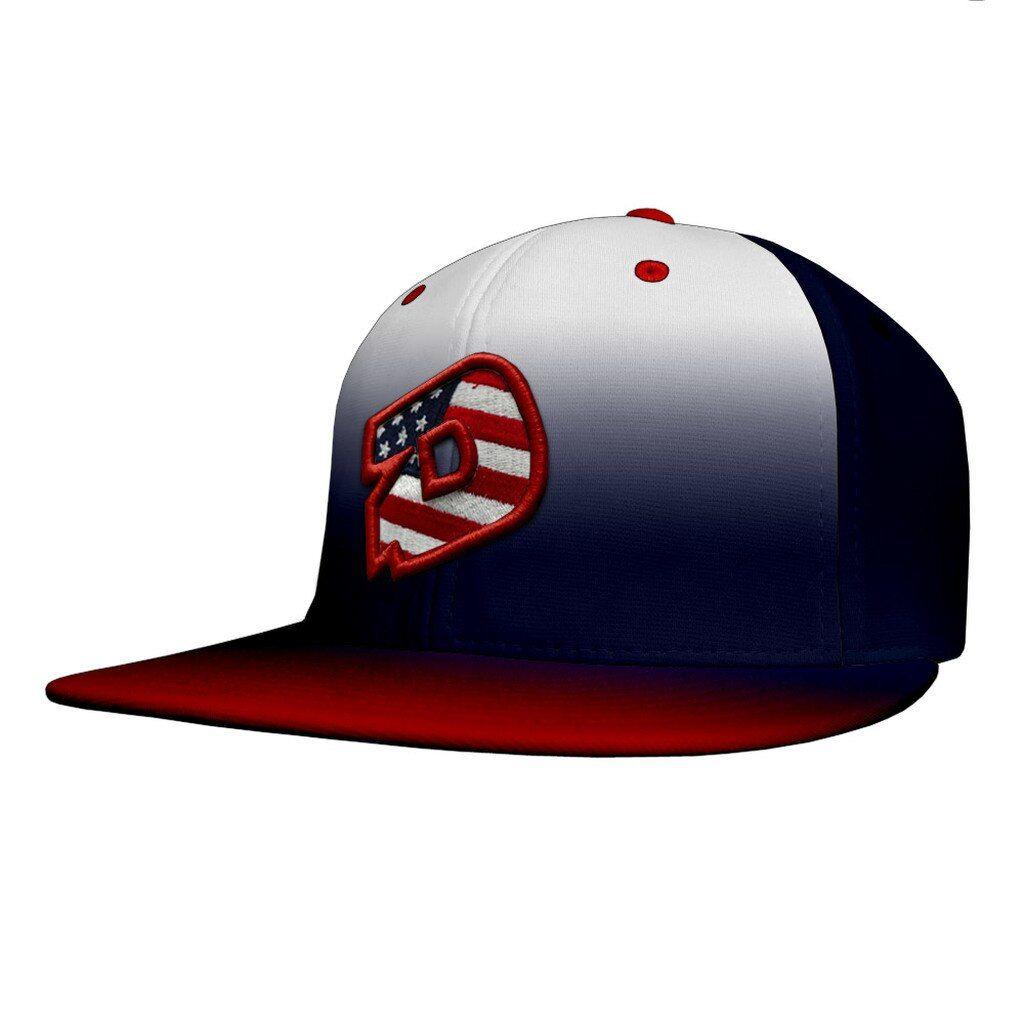 Dimarini Logo - DeMarini D Logo USA Fade Flat Bill Baseball Softball Flex Fit Hat