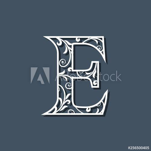 Filagree Logo - Initial Letter E. Floral Monogram Template. Filigree Logo. Floral
