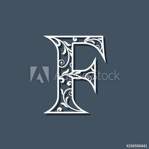 Filagree Logo - Initial Letter F. Floral Monogram Template. Filigree Logo. Floral