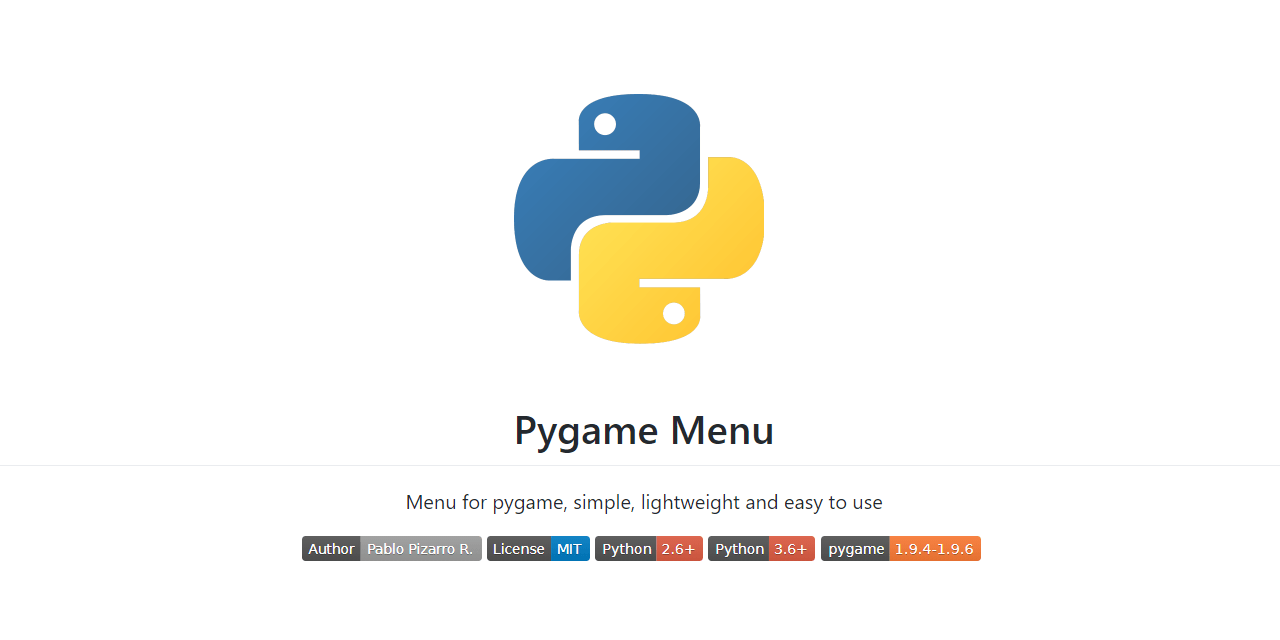 Pygame Logo - GitHub Pygame Menu: A Menu For Pygame, Simple