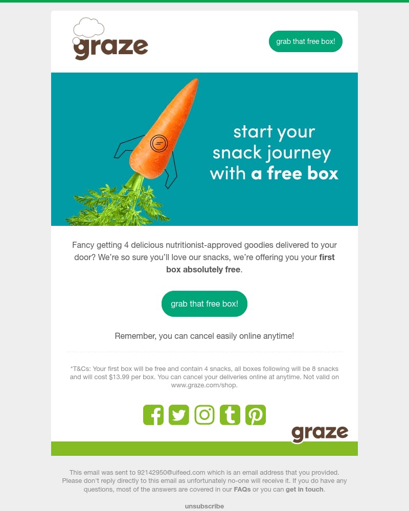 Graze.com Logo - Cart abandoner on Graze - Email design inspiration