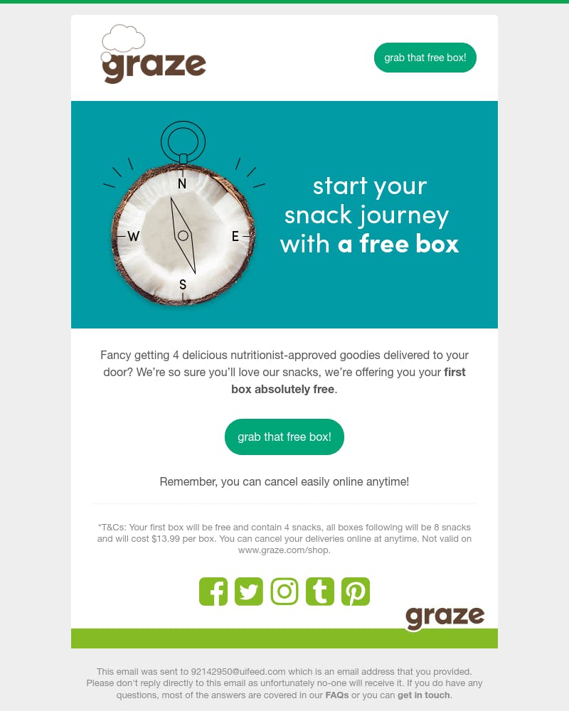 Graze.com Logo - Cart abandoner on Graze - Email design inspiration