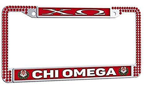 Sorority Logo - Amazon.com: CHI OMEGA Cute Car License Plate Frame, Sorority Logo ...