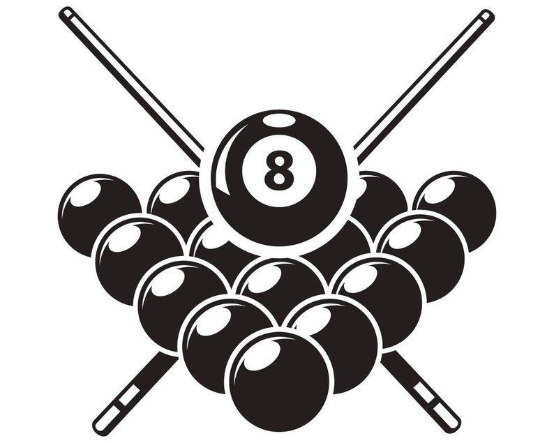 Rack Logo - Billiards Pool Logo Sticks Crossed Rack Eight Ball Sports Game .SVG .EPS .PNG Instant Digital Clipart Vector Cricut Cut Cutting Download
