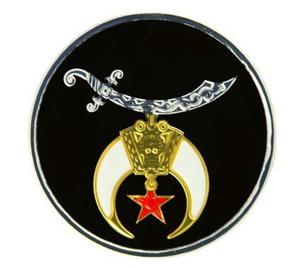 Masonic Logo - Freemason's Car Sticker Decal - Black Masonic Shriner Car Emblem with  Shriner's logo