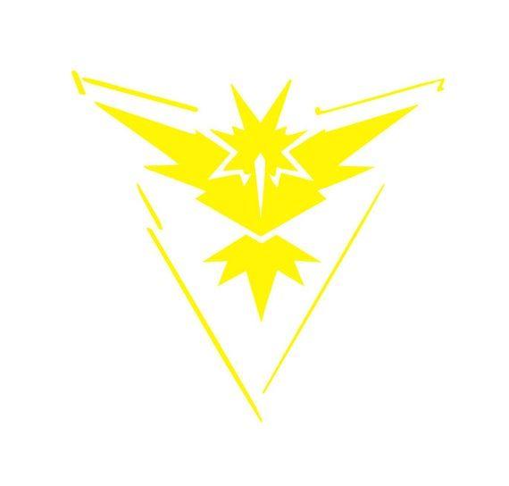 Zapdos Logo - Team Instinct, Pokemon Go, Zapdos, Legendary bird, Decal, Multiple Choices,  Window Decal