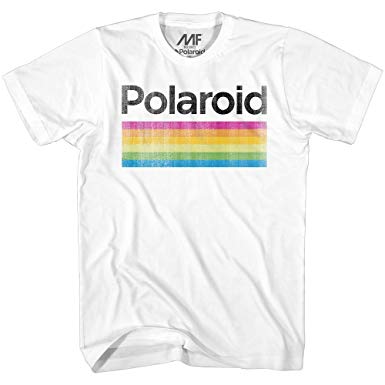 Polaroid Logo - Mad Engine Men's Classic Polaroid Logo Vintage Style Rainbow T-Shirt