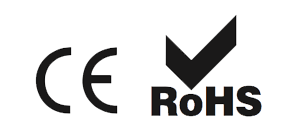 RoHS Logo - Meets CE standards and RoHS certification
