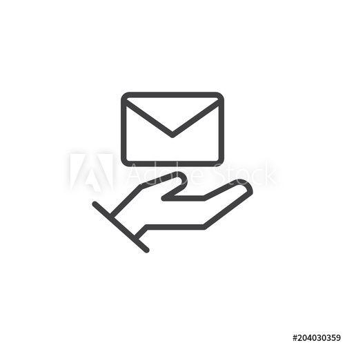 Postman Logo - Hand with envelope outline icon. linear style sign for mobile