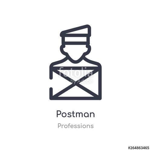 Postman Logo - postman outline icon. isolated line vector illustration