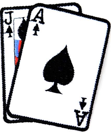 Blackjack Logo - Poker blackjack Ace Jack Gambling Playing Card Casino Las Vegas Logo Jacket  T shirt Patch Sew Iron on Embroidered Badge Sign Costum