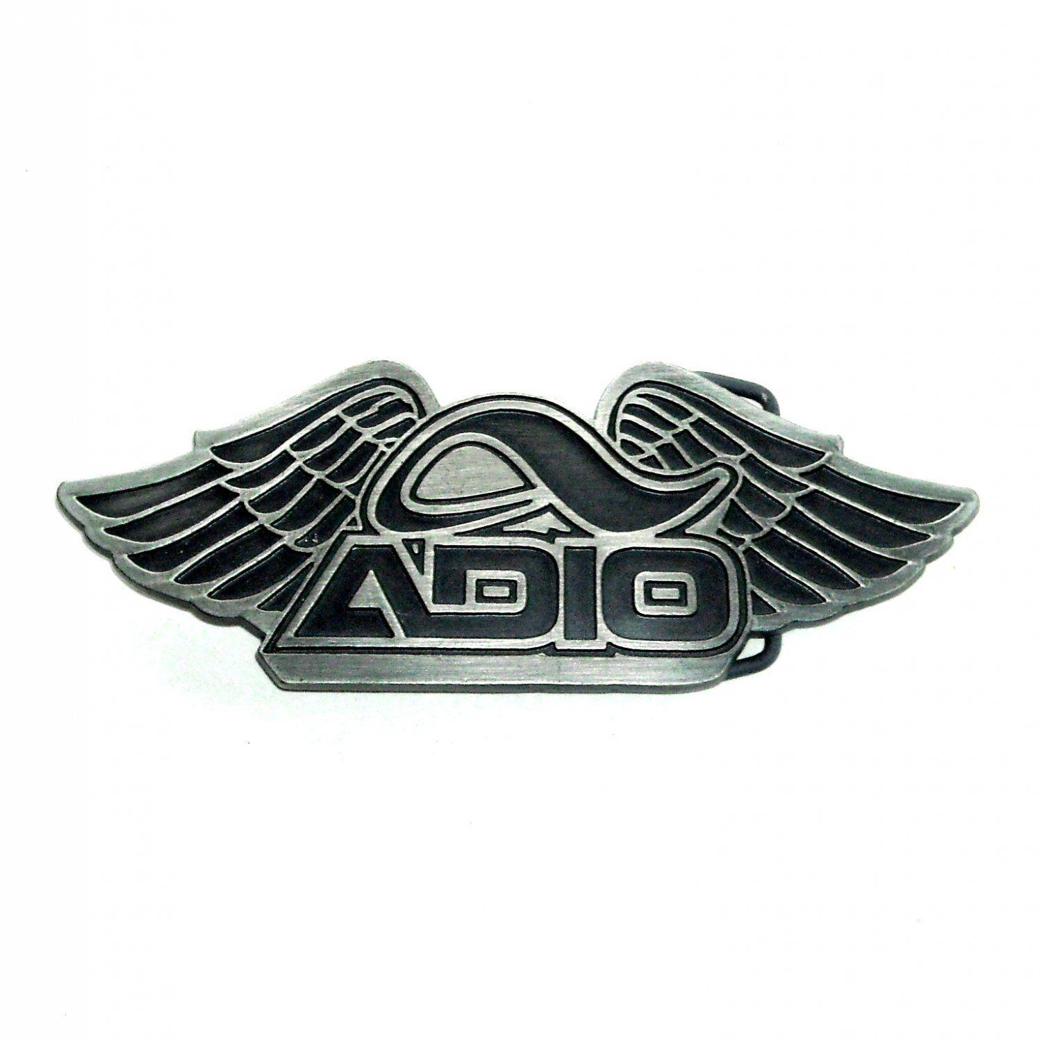 Adio Logo - Adio Logo Wings Pewter Belt Buckle