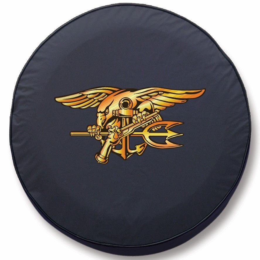 Seals Logo - United States Navy Tire Cover w/ Seals Logo - Black Vinyl