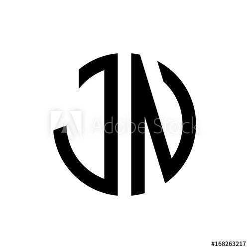 Jn Logo - initial letters logo jn black monogram circle round shape vector ...