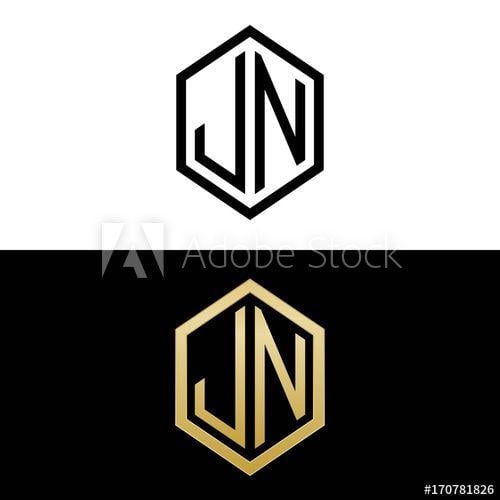 Jn Logo - initial letters logo jn black and gold monogram hexagon shape vector ...