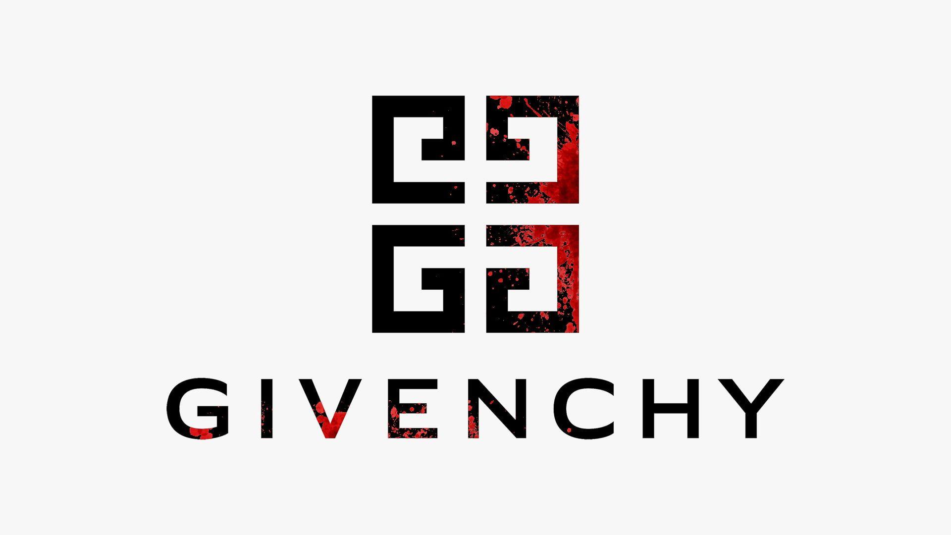 Givinchy Logo - Black and red Givenchy logo, logo, white background, brands, blood ...