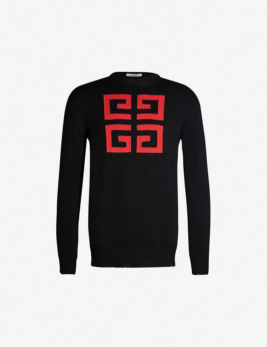 Givinchy Logo - GIVENCHY Logo-intarsia cotton-knit jumper Black