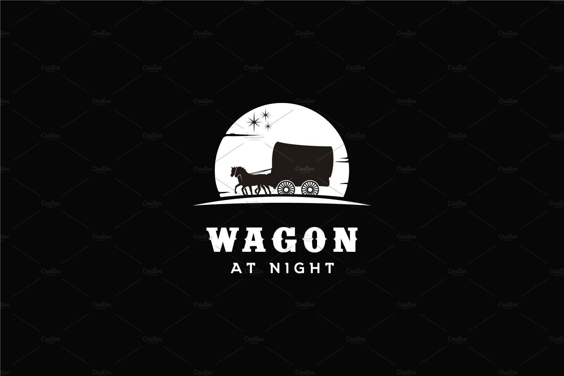 Wagon Logo - Black Cowboy Wagon Silhouette Logo