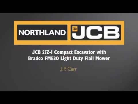 Bradco Logo - JCB 55Z-1 Compact Excavator with Bradco FME30 Light Duty Flail Mower