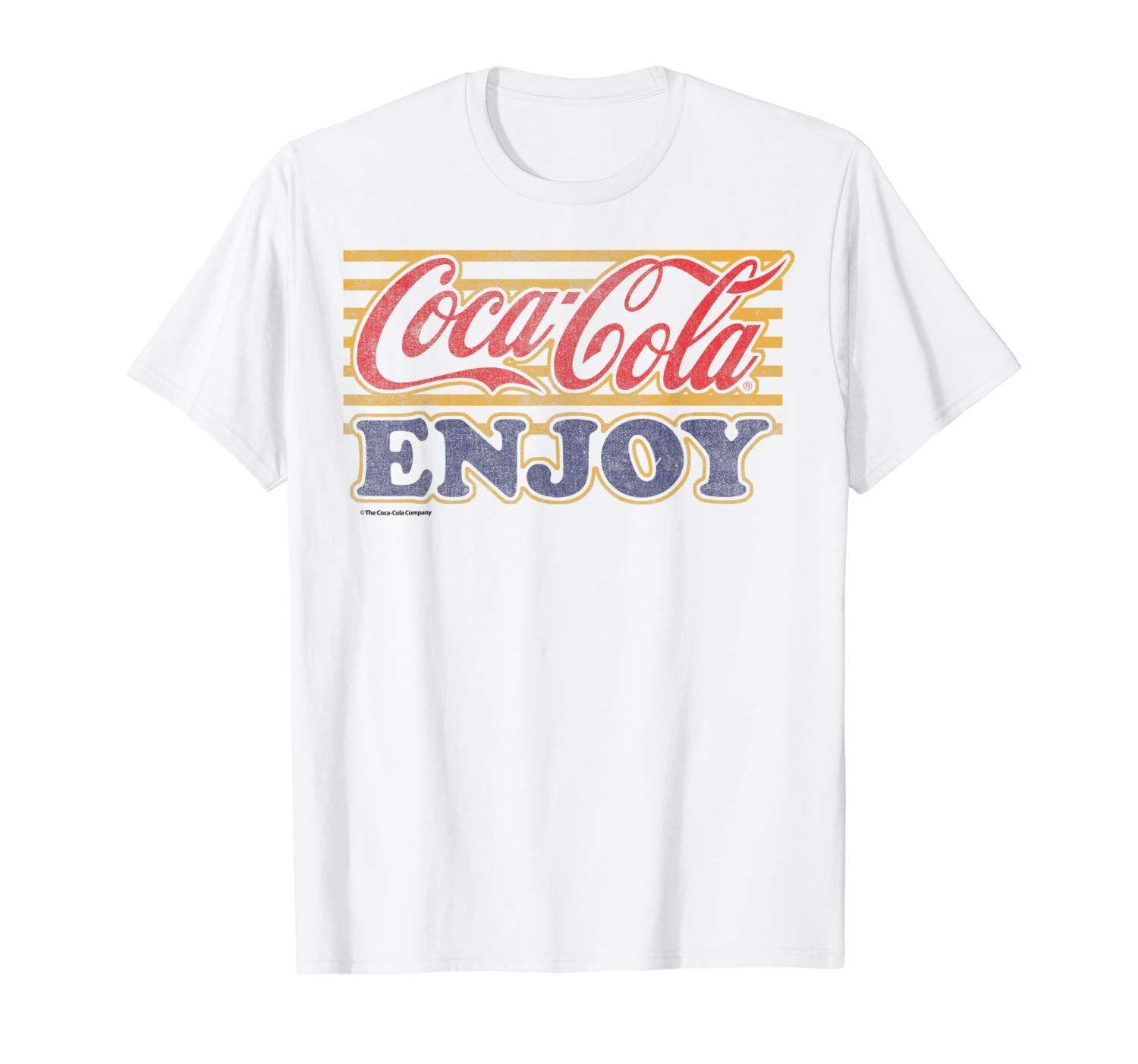 Faded Logo - Coca Cola Vintage Faded Enjoy Logo Graphic T Shirt: Clothing