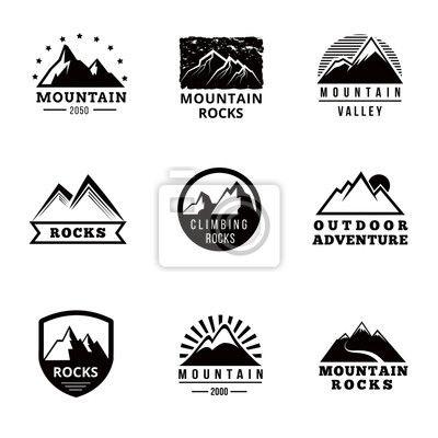Cojunto Logo - Cuadro: Montañas vector logo, insignias y emblemas conjunto de vectores