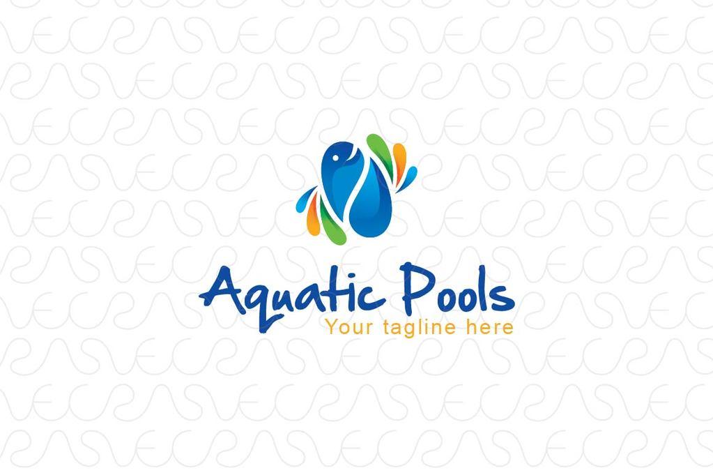 Aquatic Logo - Aquatic Pools - Fish And Water Abstract Stock Logo Template for Spa and  Entertainment