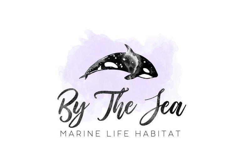 Aquatic Logo - Whale logo, Killer whale, Sea logo, Marine logo, Aquatic logo, Beach logo,  Ocean logo, Ocean animals, Watercolor logo, Black white