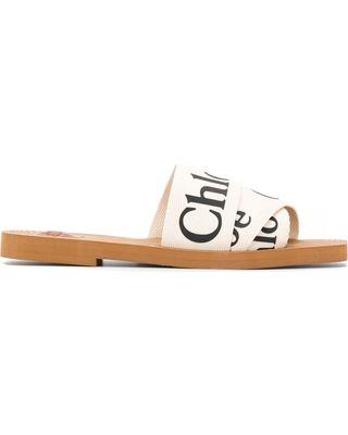 Sandals Logo - Chloé Chloé flat logo strap sandals - White from  Farfetch:Linkshare:Affiliate:CPA:US:US | parenting.com Shop