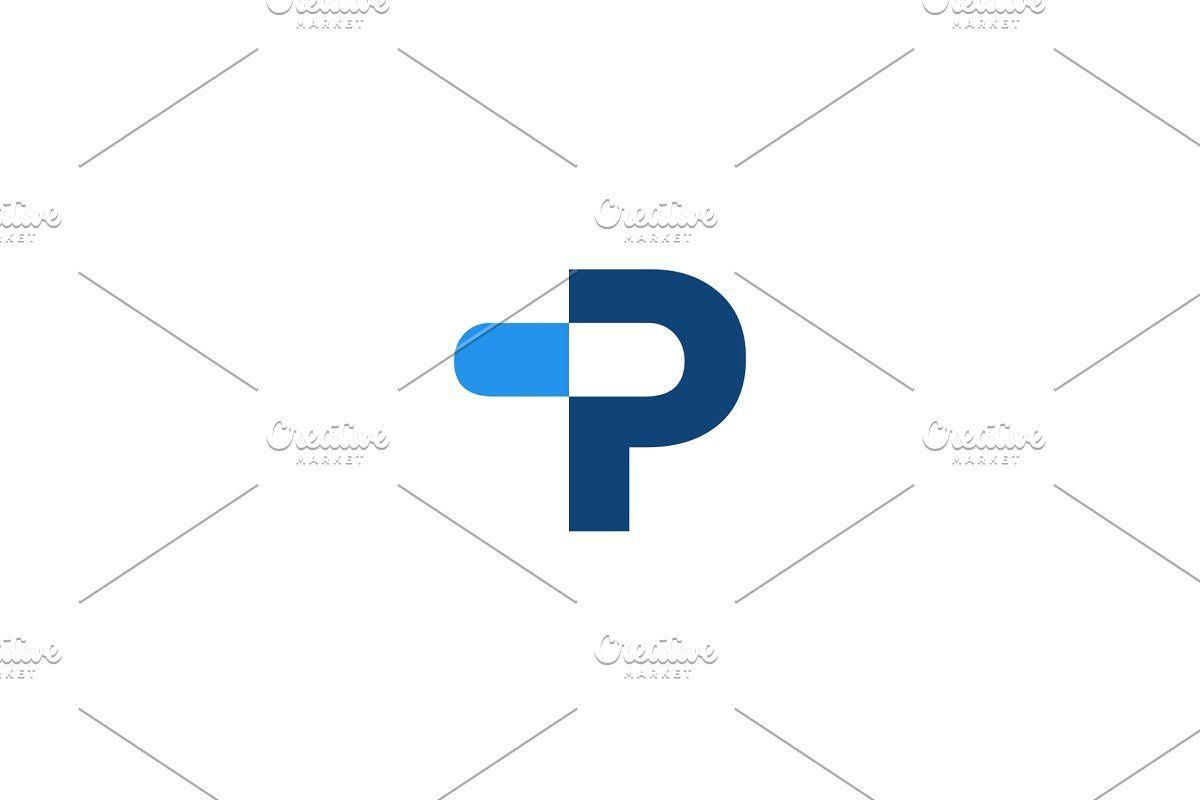 P-Line Logo - p letter pill logo vector icon