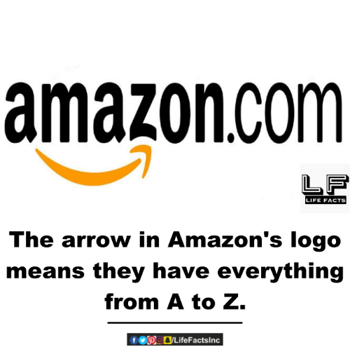 Amazon's Logo - Amazoncom LIFE FACTS the Arrow in Amazon's Logo Means They Have ...