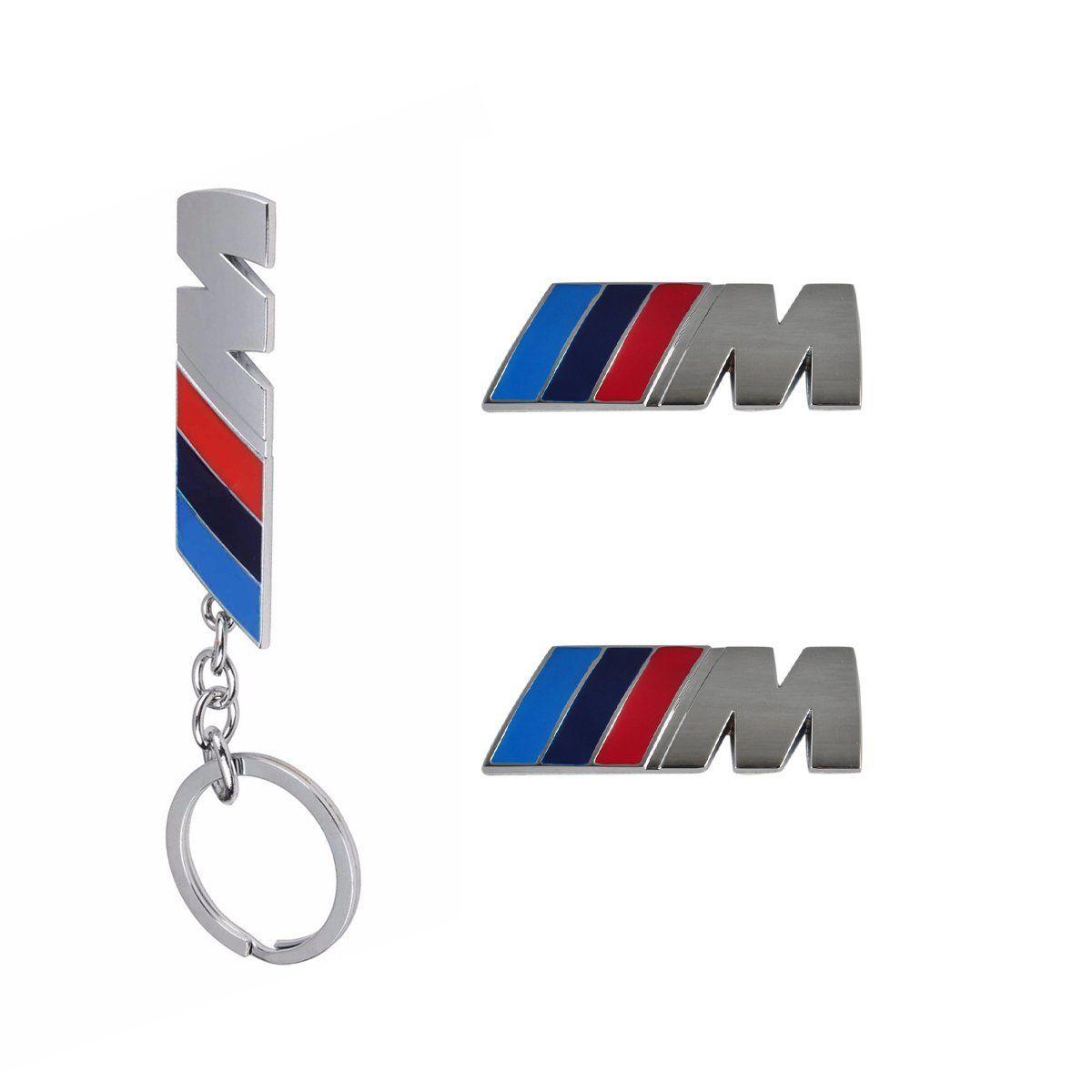 Aftermarket Logo - Set of 2 BMW M Emblem Side Fender Badges | (ABS) BMW M Aftermarket  Replacement Emblem | With Metal BMW M Logo Keychain