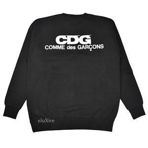 CDG Logo - NWT Comme des Garcons Men's Black CDG Logo Crewneck Sweatshirt XL ...
