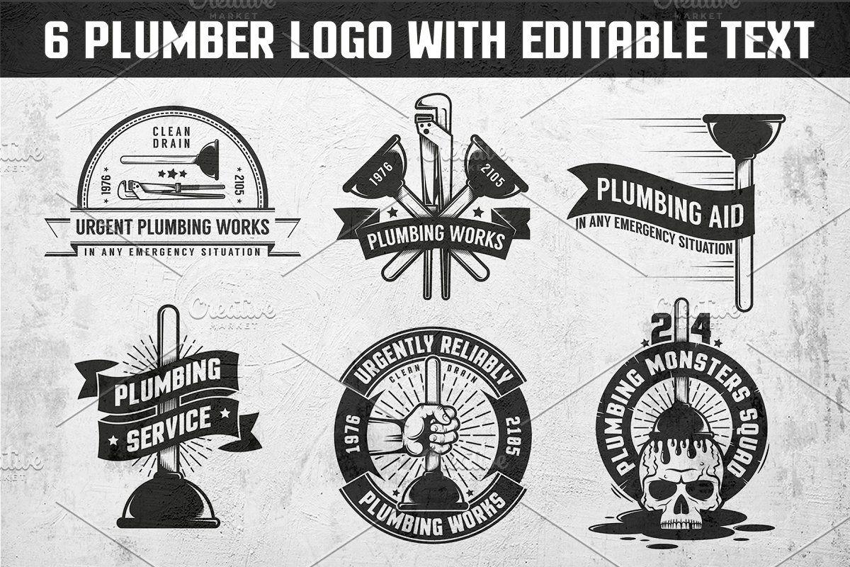 Plumer Logo - Plumbing retro logos Logo Templates Creative Market