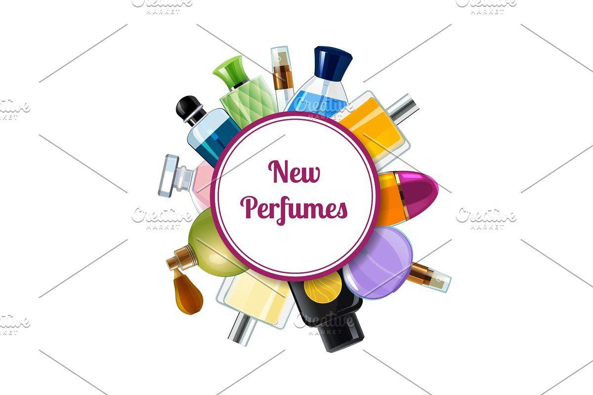 Perfume Logo - Vector perfume bottles under circle