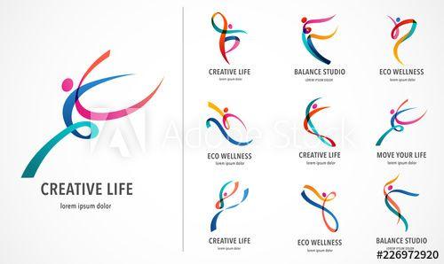 Active Logo - Abstract people logo design. Gym, fitness, running trainer vector ...