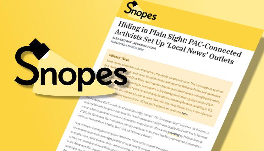 Snopes.com Logo - Commentary: Snopes Veers Far Left to Smear Tennessee Star