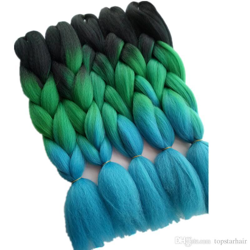 Blue and Green Twist Logo - 24inch 5packsSynthetic Jumbo Braiding Hair Extensions Black Green ...