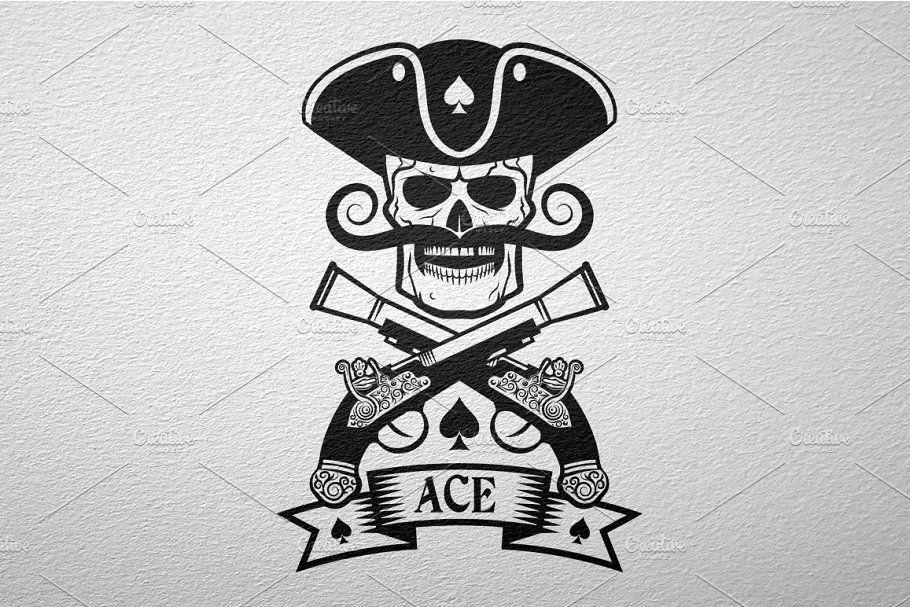 Pirate Logo - Pirate logo with pistols