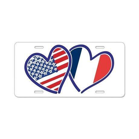 Cafepress.com Logo - USA France Love Hearts Aluminum License Plate on CafePress.com