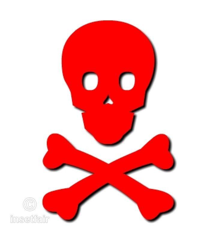 Danger Logo - Skull and bones danger logo in red color