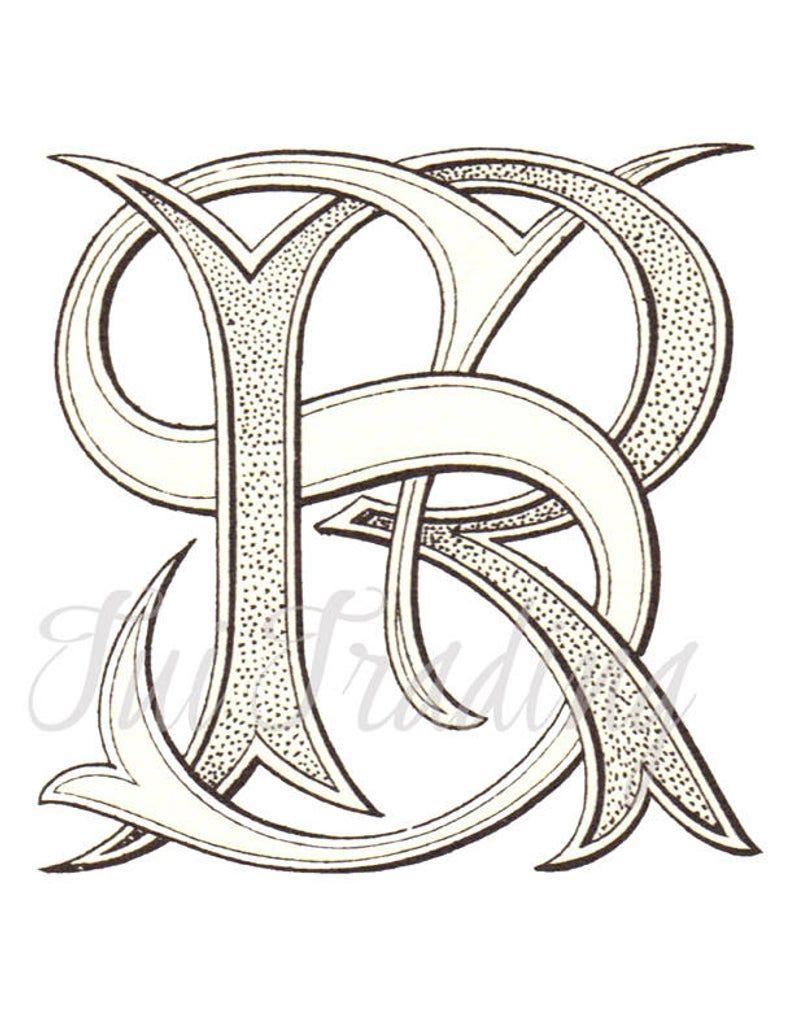 Sr Logo - SR Monogram, S R Logo, Digital Letters, Initials Clipart, Antique  Lettering, Svg Instant Download