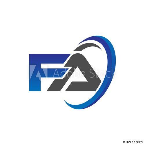 FA Logo - vector initial logo letters fa with circle swoosh blue gray