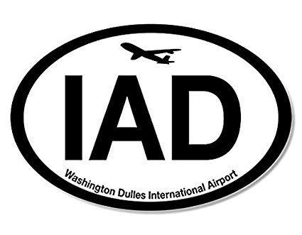 IAD Logo - Oval IAD Washington Dulles Airport Code Sticker jet fly