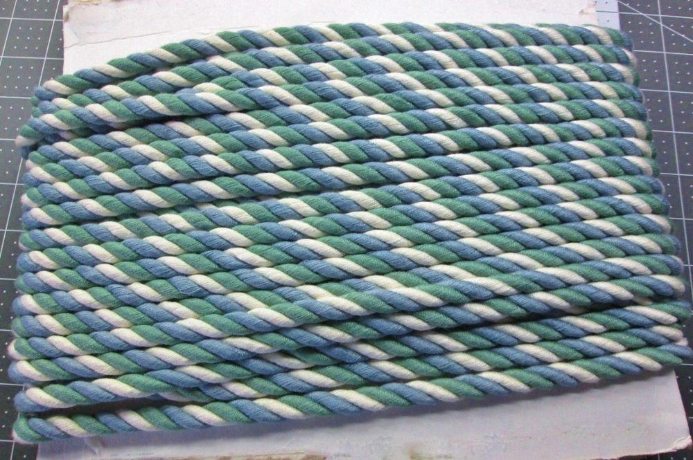 Blue and Green Twist Logo - Yards Beautiful Conso Cotton Rayon Blue White Green Twist Trim