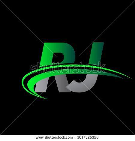 RJ Logo - initial letter RJ logotype company name colored green and black