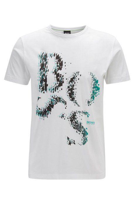 Deconstructed Logo - BOSS Fit T Shirt In Cotton With Deconstructed Logo Artwork